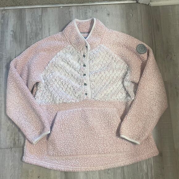 Simply Southern Pink Sherpa Pullover 1/4 snap Size XLarge - Picture 3 of 14
